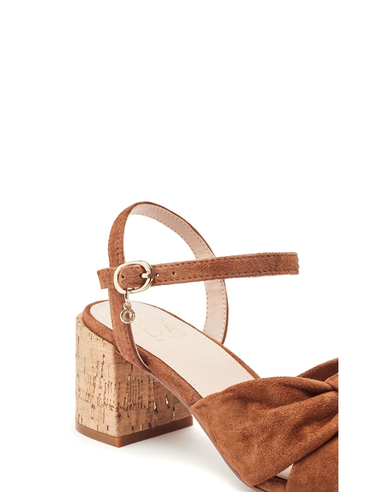 Moda in Pelle Mokara Twist Knot Feature Comfort Block Heel Brown Sandals - Image 4 of 4