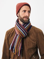 Orange / Multicolour Stripe Scarf And Beanie Matching Set - Image 6 of 7