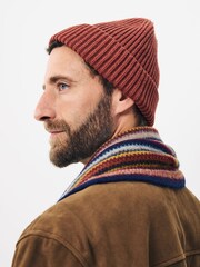 Orange / Multicolour Stripe Scarf And Beanie Matching Set - Image 7 of 7