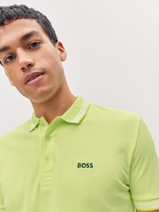 BOSS Light Grey Regular-Fit Paddy Tipped Collar Polo Shirt - Image 4 of 6