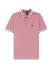 BOSS Pink Regular-Fit Paddy Tipped Collar Polo Shirt - Image 1 of 1
