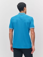 BOSS Dark Blue Regular-Fit Paddy Tipped Collar Polo Shirt - Image 2 of 6
