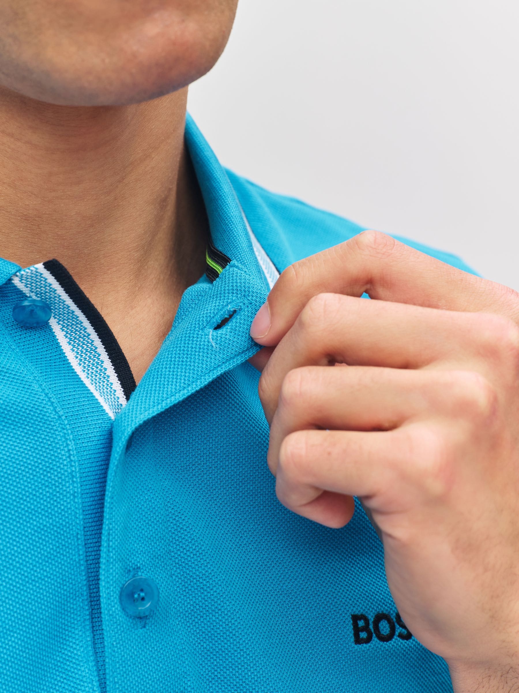 Cumpără Albastru închis - Tricou polo BOSS Paddy cu mânecă scurtă