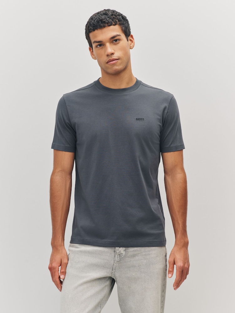 BOSS Dark Grey Regular Fit Logo T-Shirt - Image 1 of 4 BOSS Dark Grey Regular Fit Logo T-Shirt - Image 1 of 4