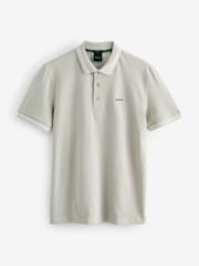 BOSS Grey Regular-Fit Paddy Tipped Collar Polo Shirt - Image 1 of 1