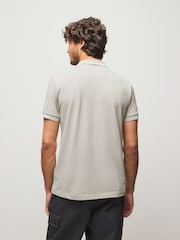 BOSS Grey Regular-Fit Paddy Tipped Collar Polo Shirt - Image 2 of 5