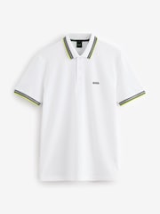 BOSS White Regular Fit Paddy Tipped Collar Polo Shirt - Image 1 of 1