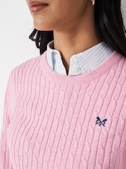 Crew Clothing Pink Heritage Cable Knit Jumper - Image 2 of 5