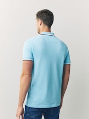 BOSS Blue Chrome Regular Fit Paddy Tipped Collar Polo Shirt - Image 2 of 4