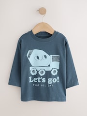 Blue Digger Long Sleeve Graphic Print T-Shirts 3 Pack (3mths-7yrs) - Image 2 of 7