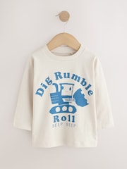 Blue Digger Long Sleeve Graphic Print T-Shirts 3 Pack (3mths-7yrs) - Image 4 of 7