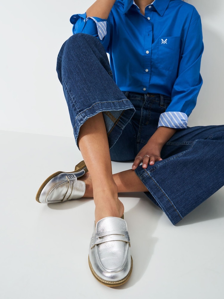 Crew Clothing Grey Backless Loafers - Image 1 of 4