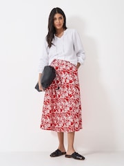 Crew Clothing Red Gabby 100% Cotton Skirt - Image 1 of 5