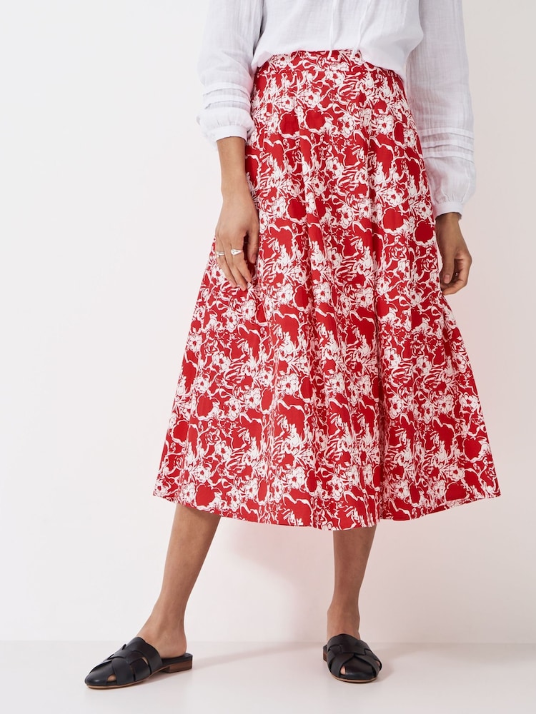 Crew Clothing Red Gabby 100% Cotton Skirt - Image 2 of 5