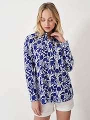 Crew Clothing Blue Linen Blend Shirt - Image 1 of 5