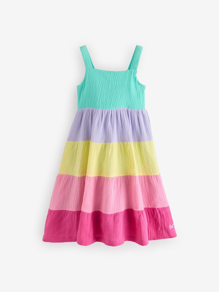 Crew Clothing Green 100% Cotton Scallop Tier Dress - Image 1 of 1