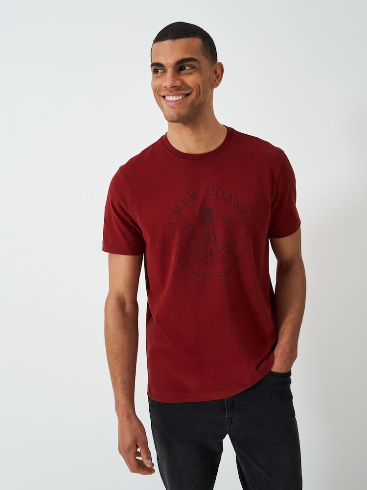 Crew Clothing 100% Cotton Lighthouse Graphic T-Shirt - Image 1 of 5