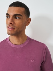 Crew Clothing Purple Garment Dye 100% Cotton T-Shirt - Image 4 of 5