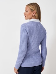 Crew Clothing Blue Heritage Cable Knit Jumper - Image 2 of 5