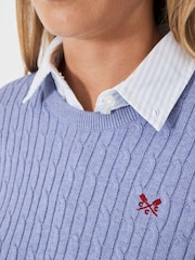 Crew Clothing Blue Heritage Cable Knit Jumper - Image 4 of 5