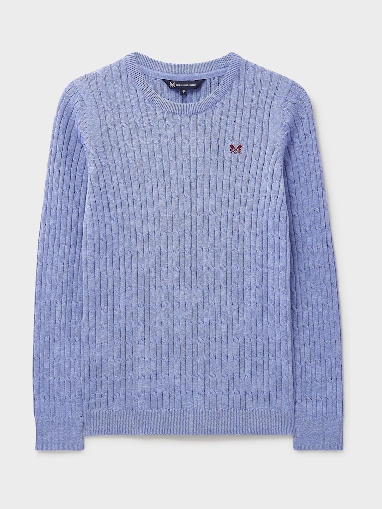 Crew Clothing Blue Heritage Cable Knit Jumper - Image 5 of 5