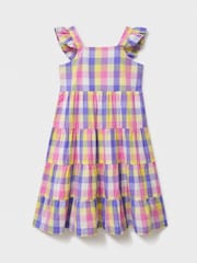 Crew Clothing Yellow 100% Cotton Tiered Dress - Image 3 of 5