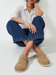 Crew Clothing Natural Suede Leather Buckle Mules - Image 1 of 4