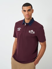 Crew Clothing Red Embroidered 100% Cotton Rugby Shirt - Image 2 of 8