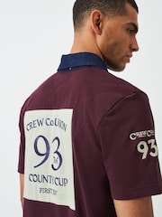 Crew Clothing Red Embroidered 100% Cotton Rugby Shirt - Image 6 of 8