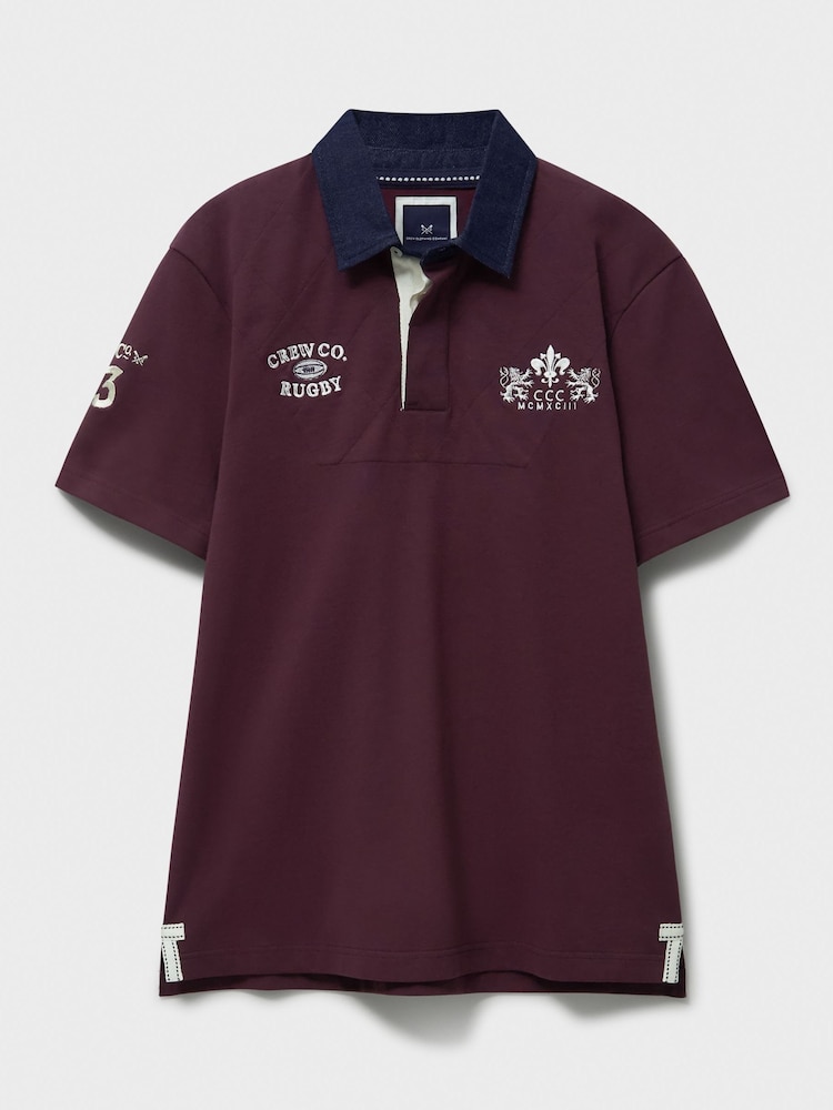 Crew Clothing Red Embroidered 100% Cotton Rugby Shirt - Image 8 of 8