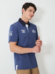 Crew Clothing Blue Embroidered 100% Cotton Rugby Shirt - Image 1 of 1