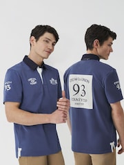 Crew Clothing Blue Embroidered 100% Cotton Rugby Shirt - Image 3 of 6