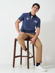 Crew Clothing Blue Embroidered 100% Cotton Rugby Shirt - Image 4 of 6