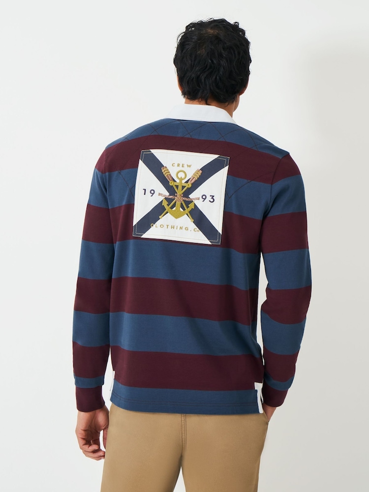 Crew Clothing Blue Callington Striped Rugby Shirt - Image 2 of 7