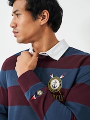 Crew Clothing Blue Callington Striped Rugby Shirt - Image 5 of 7