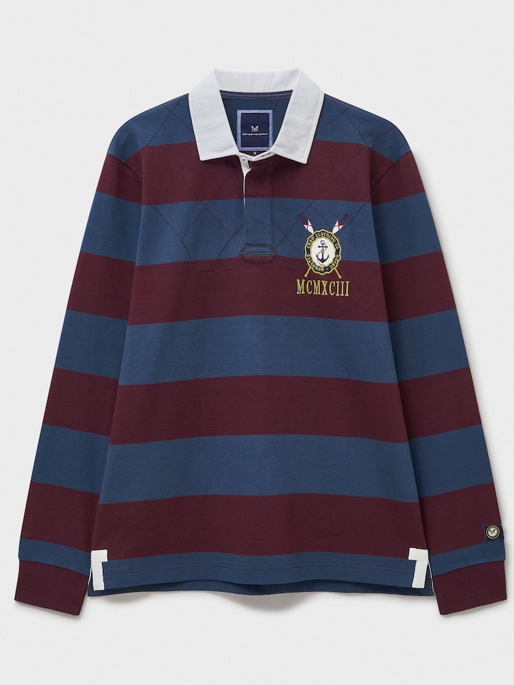 Crew Clothing Blue Callington Striped Rugby Shirt - Image 7 of 7