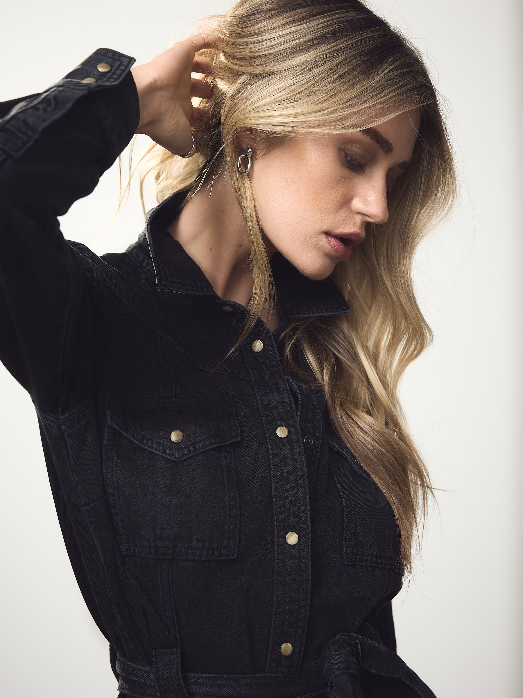 Buy Black Denim Midi Shirt Dress from Next USA