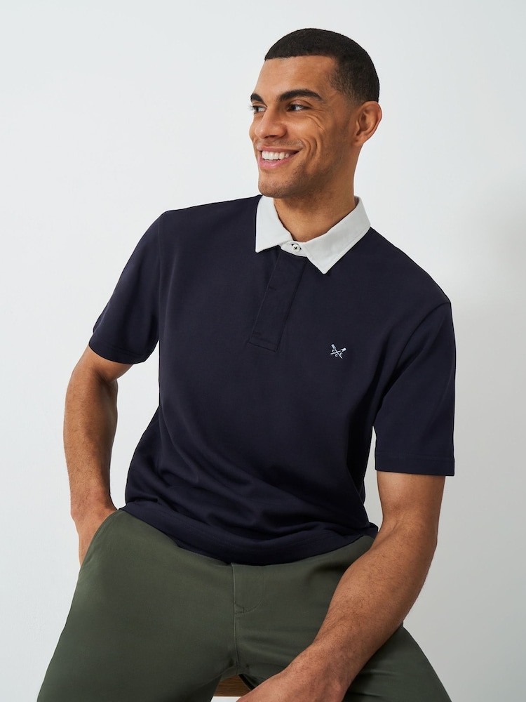 Crew Clothing 100% Cotton Patch-Detail Rugby Shirt - Imagen 1 de 1