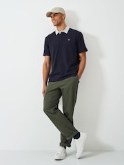 Crew Clothing Blue 100% Cotton Patch-Detail Rugby Shirt - Image 4 of 6