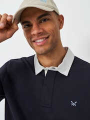 Crew Clothing Blue 100% Cotton Patch-Detail Rugby Shirt - Image 5 of 6