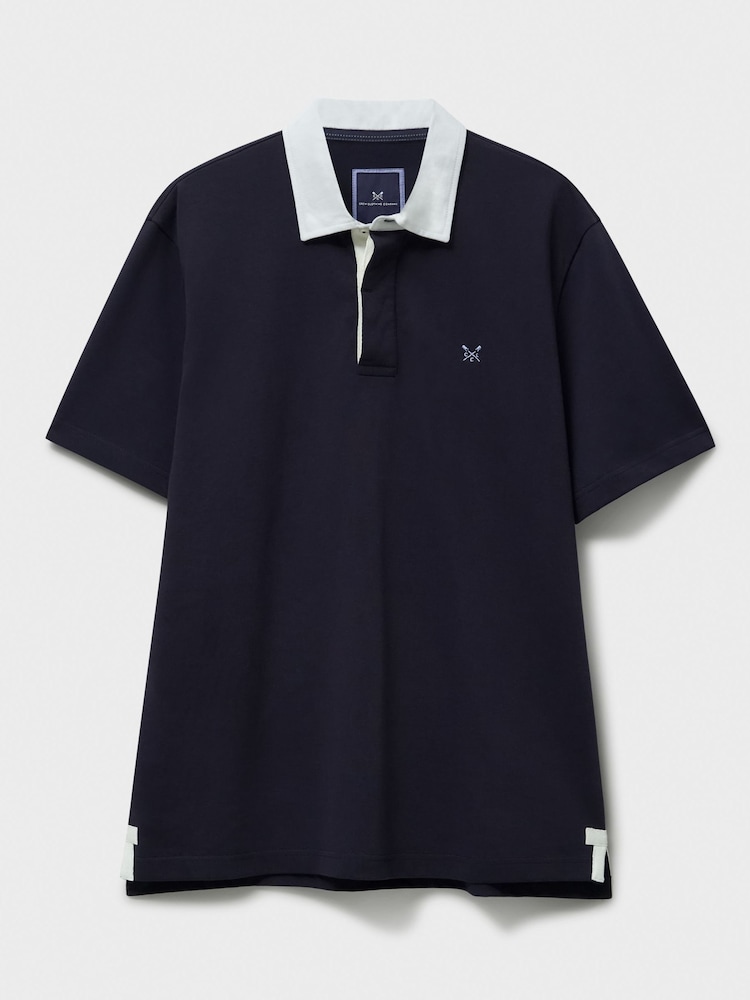 Crew Clothing Blue 100% Cotton Patch-Detail Rugby Shirt - Image 6 of 6 Crew Clothing Blue 100% Cotton Patch-Detail Rugby Shirt - Image 6 of 6