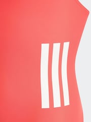 adidas Red 3-Stripes C-Back Kids Swimsuit - Image 4 of 5