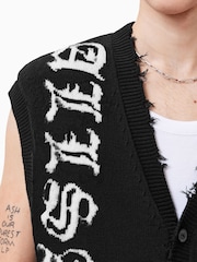 AllSaints Black Scripture Tank - Image 5 of 8