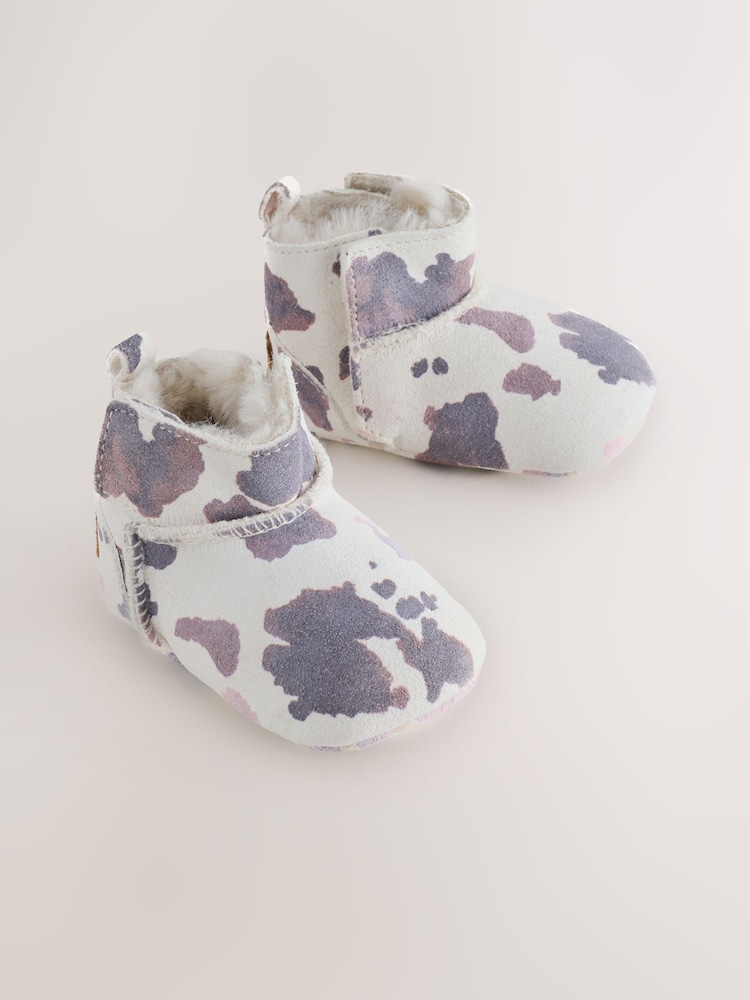 Neutral Cow Baby Pull-On Boots (0-24mths) - Image 1 of 5