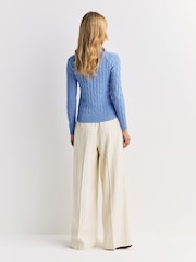 Polo Ralph Lauren Blue Julianna Long Sleeve Cable Knit Jumper - Image 3 of 7