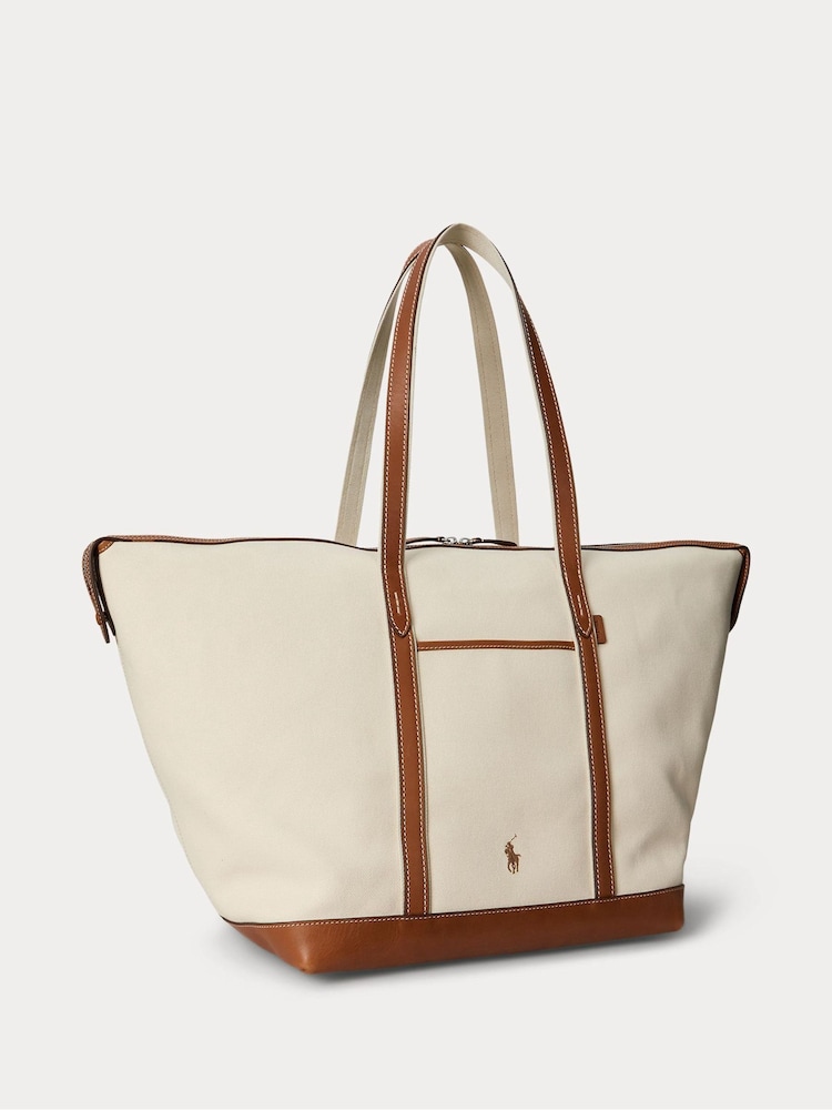 Polo Ralph Lauren Natural Large Tote Bag - Image 1 of 5 Polo Ralph Lauren Natural Large Tote Bag - Image 1 of 5