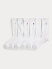 Polo Ralph Lauren White Crew Sport Socks 6 Pack - Image 1 of 1