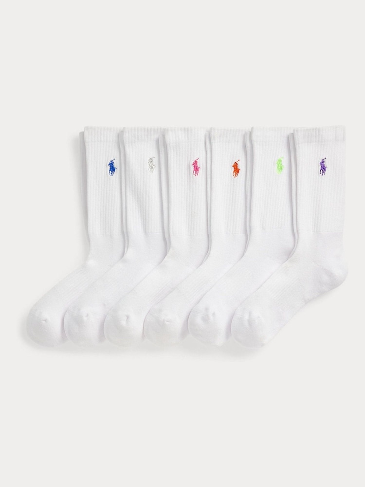 Polo Ralph Lauren White Crew Sport Socks 6 Pack - Image 1 of 1