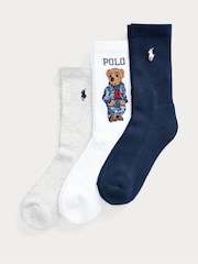 Polo Ralph Lauren White Americana Crew Socks 3 Pack - Image 1 of 1