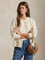Polo Ralph Lauren Cream Cable Knit Cardigan - Image 1 of 5